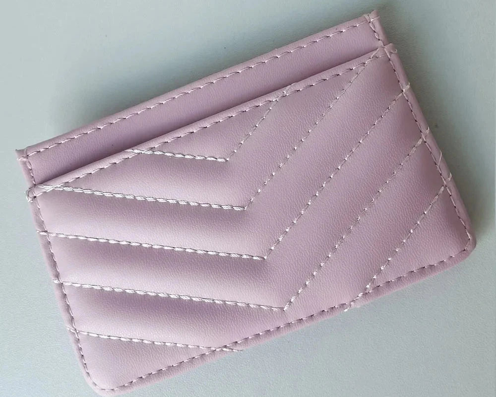 Embroidered Microfiber Card Holder for Women with Heart Pattern and Ultra-Slim Design