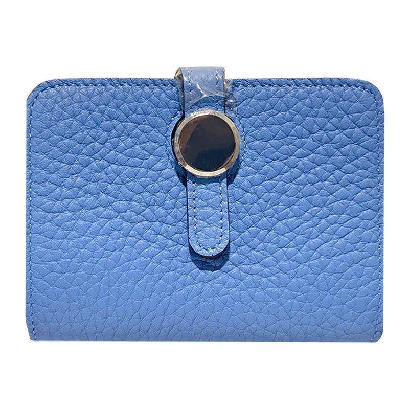 Grain Leather Card Holder with Rotating Clasp - Unisex