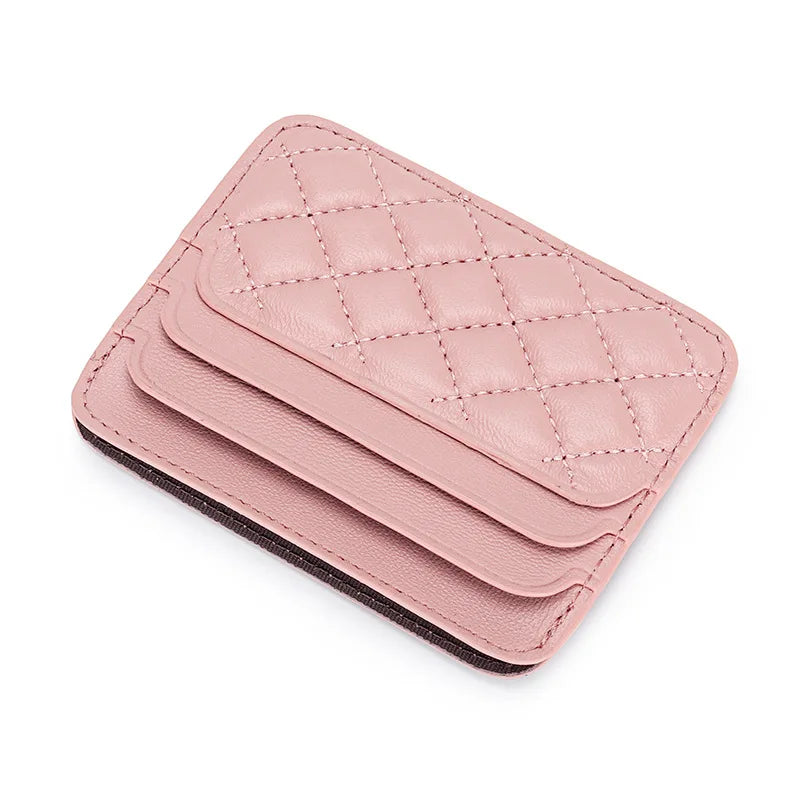 Ultra-slim luxury sheep leather card holder with checker pattern