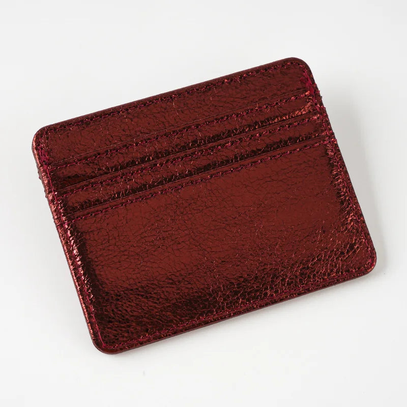 Ultra-slim glitter effect PU leather cardholder for men and women