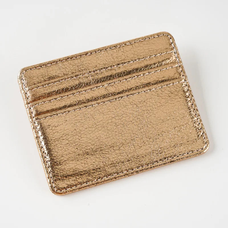 Ultra-slim glitter effect PU leather cardholder for men and women