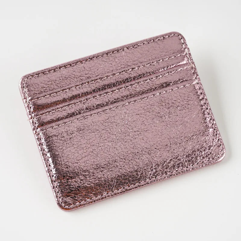 Ultra-slim glitter effect PU leather cardholder for men and women