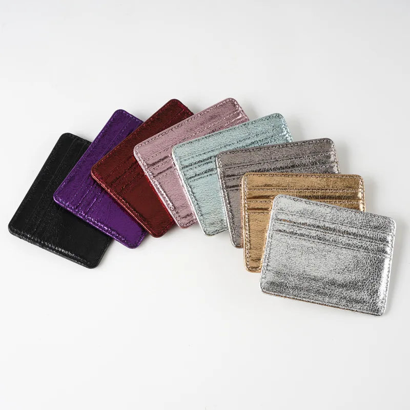 Ultra-slim glitter effect PU leather cardholder for men and women