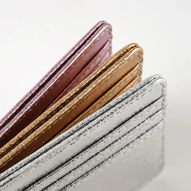 Ultra-slim glitter effect PU leather cardholder for men and women
