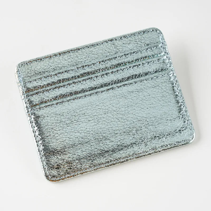 Ultra-slim glitter effect PU leather cardholder for men and women