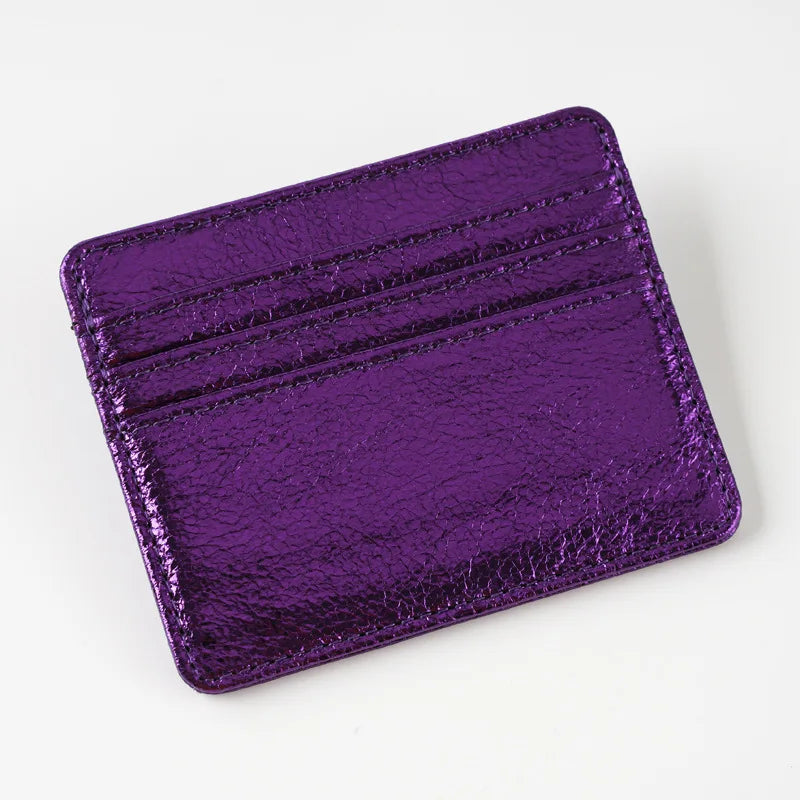 Ultra-slim glitter effect PU leather cardholder for men and women
