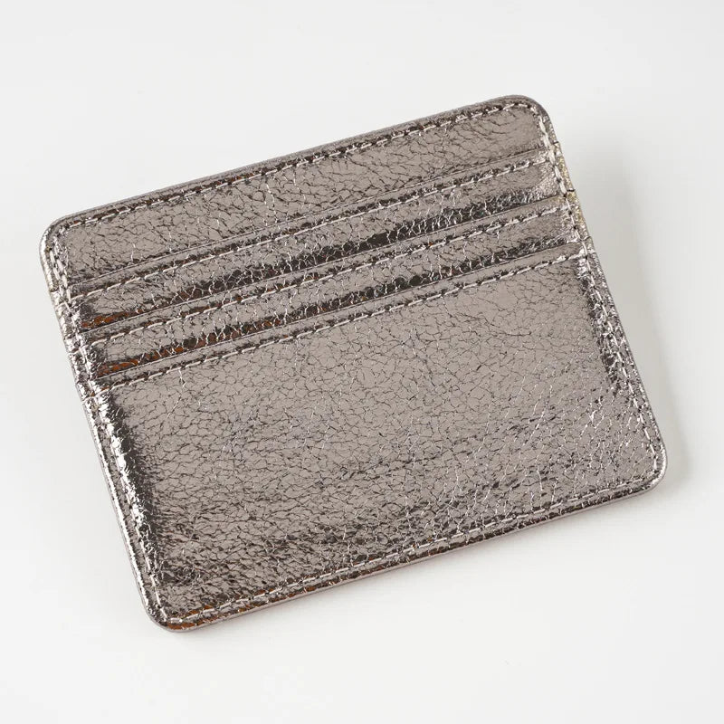 Ultra-slim glitter effect PU leather cardholder for men and women