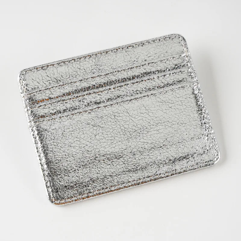 Ultra-slim glitter effect PU leather cardholder for men and women