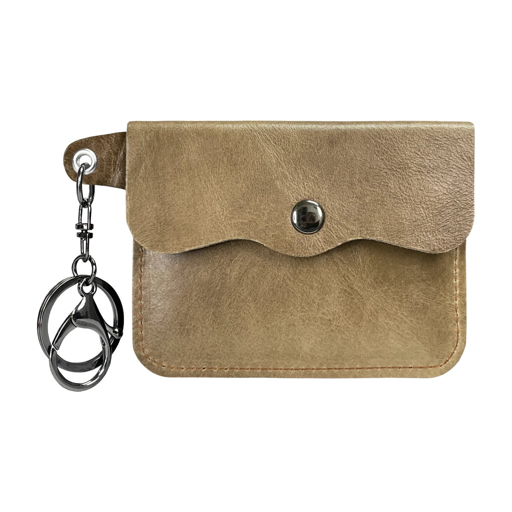 Slim genuine cowhide leather cardholder and wallet with keyring