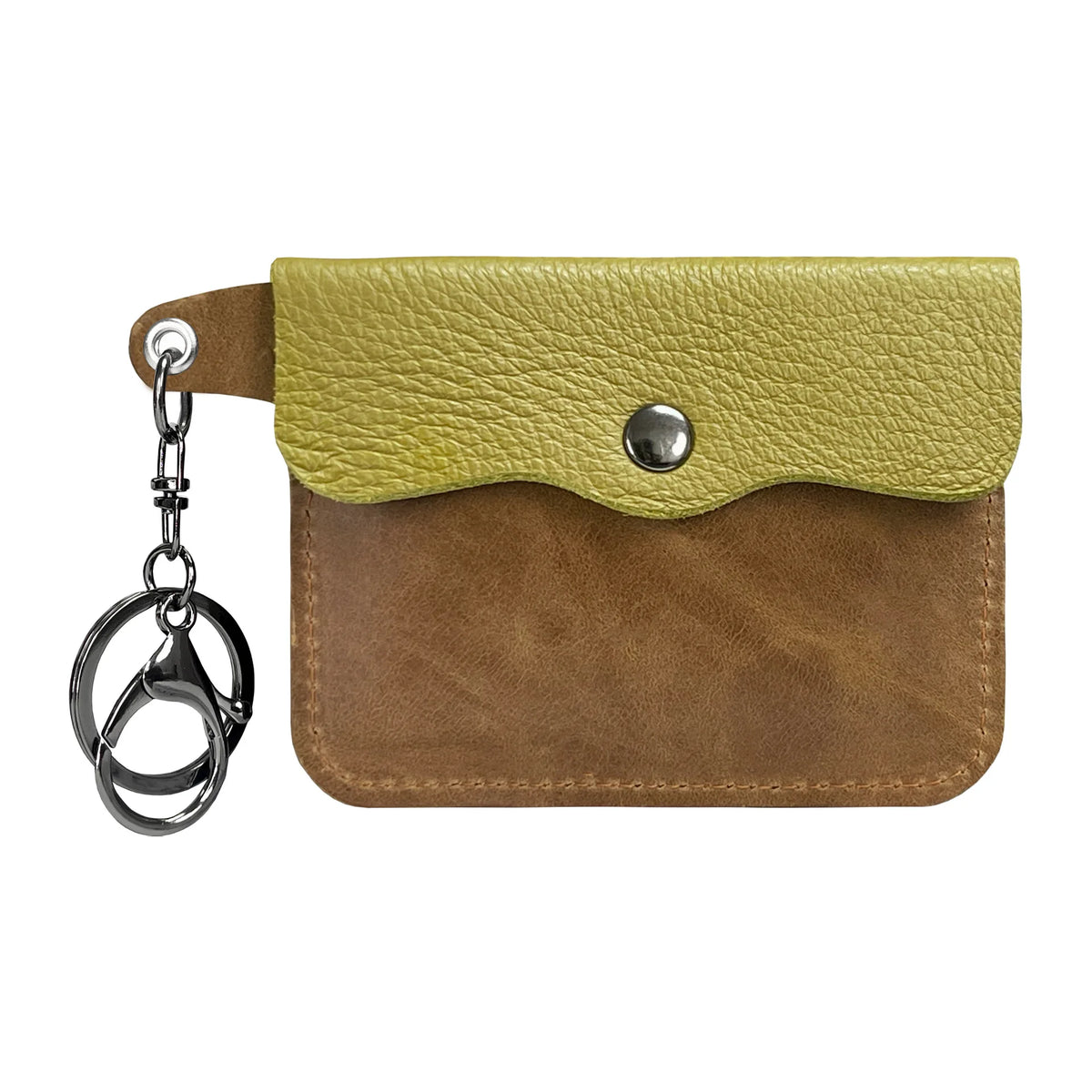 Slim genuine cowhide leather cardholder and wallet with keyring