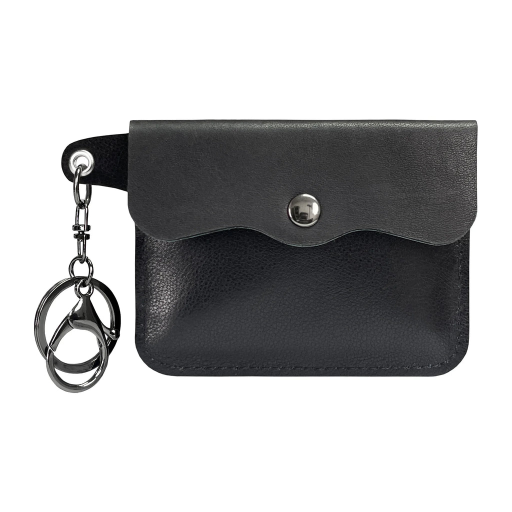 Slim genuine cowhide leather cardholder and wallet with keyring