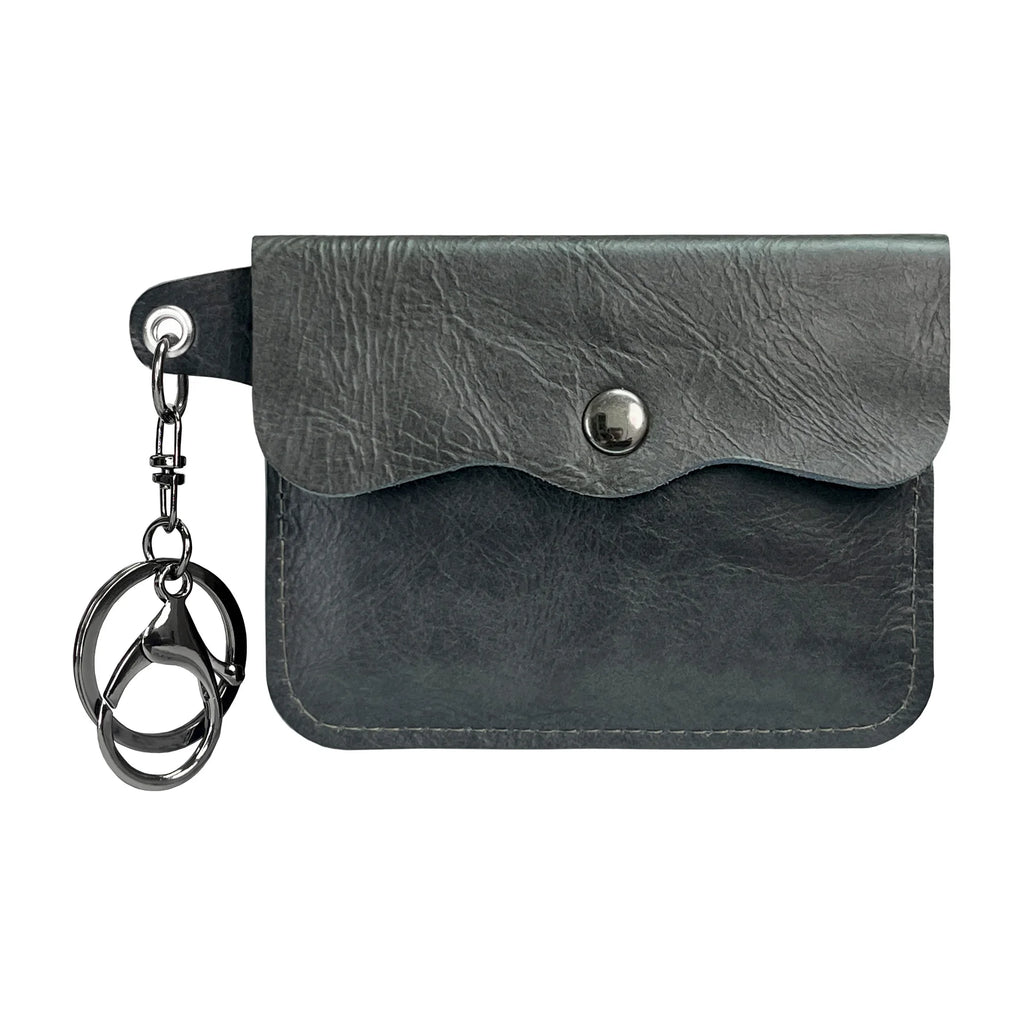 Slim genuine cowhide leather cardholder and wallet with keyring