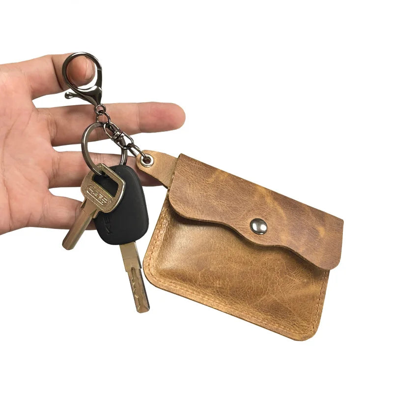 Slim genuine cowhide leather cardholder and wallet with keyring Image