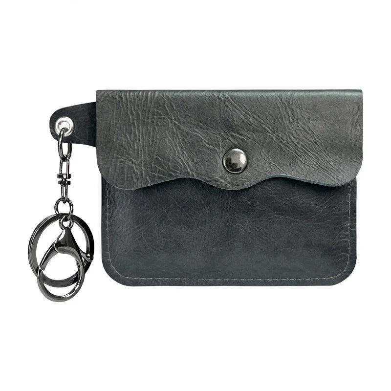 Slim genuine cowhide leather cardholder and wallet with keyring
