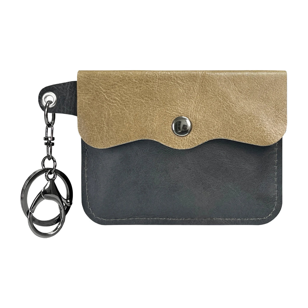 Slim genuine cowhide leather cardholder and wallet with keyring