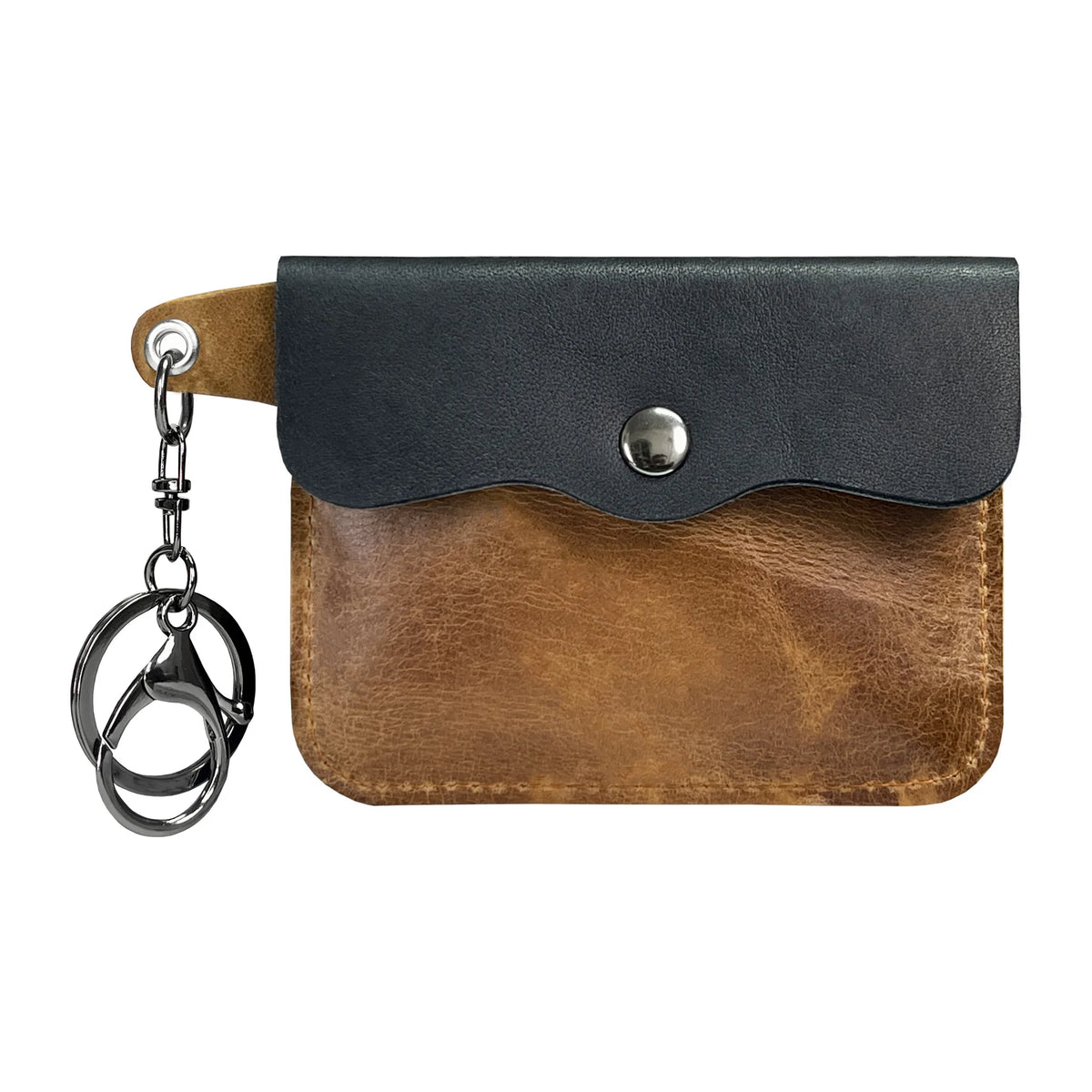Slim genuine cowhide leather cardholder and wallet with keyring
