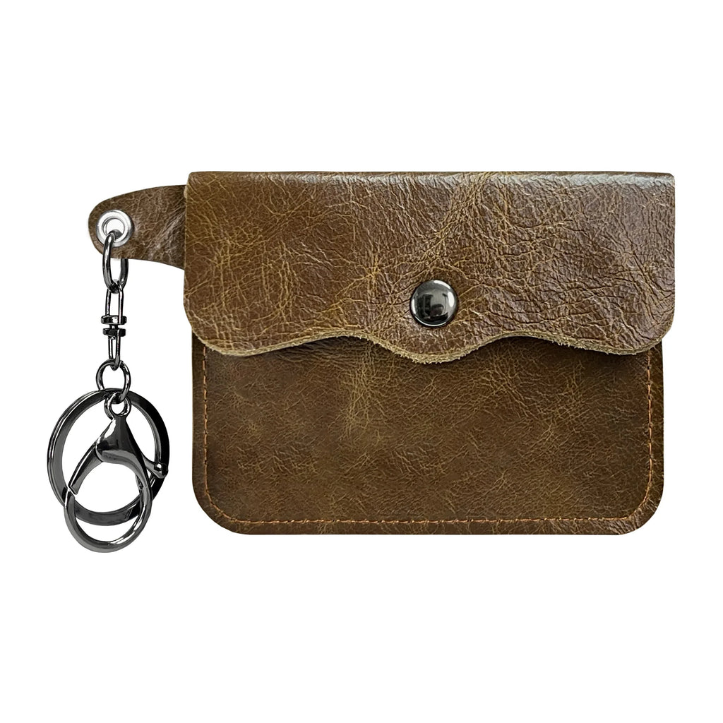 Slim genuine cowhide leather cardholder and wallet with keyring