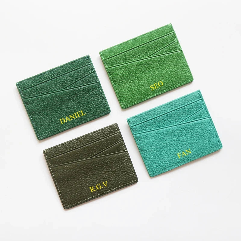 Customizable Genuine Cowhide Leather Card Holder – Minimalist Luxury Image