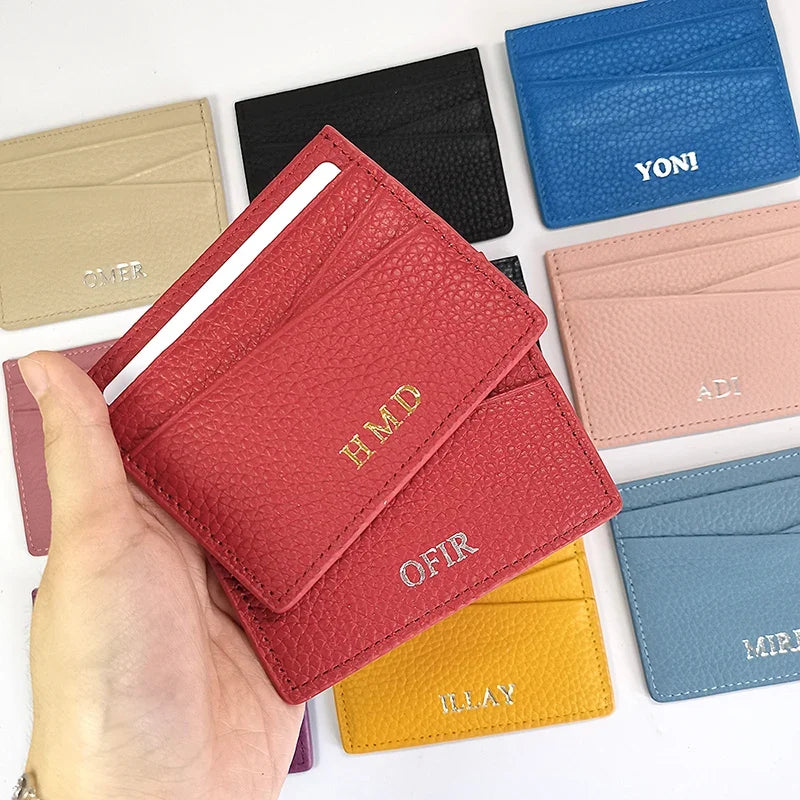 Customizable Genuine Cowhide Leather Card Holder – Minimalist Luxury