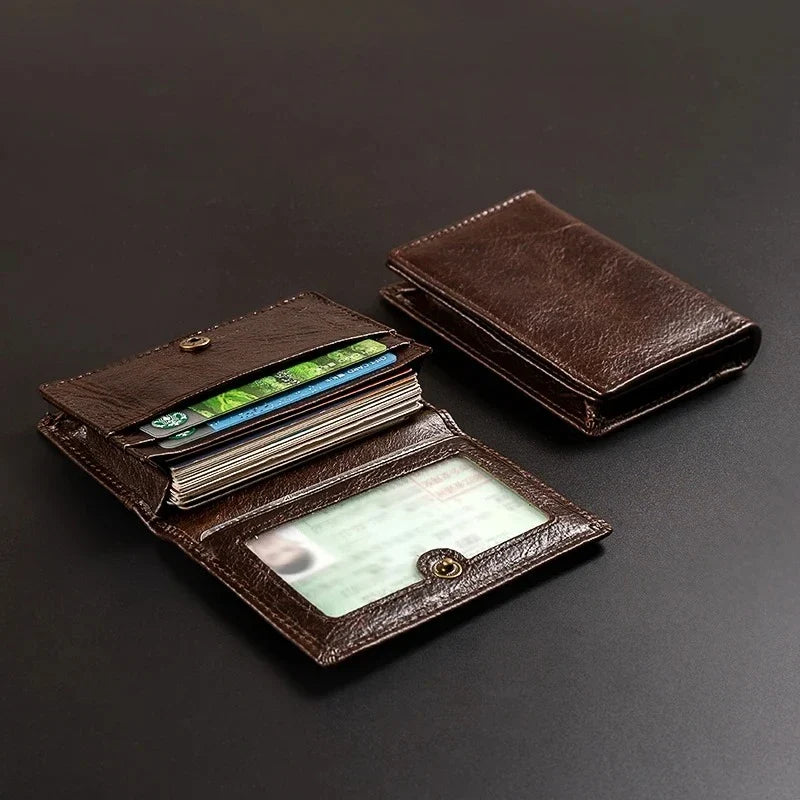 Cowhide Leather Card Holder with RFID Protection - High Capacity