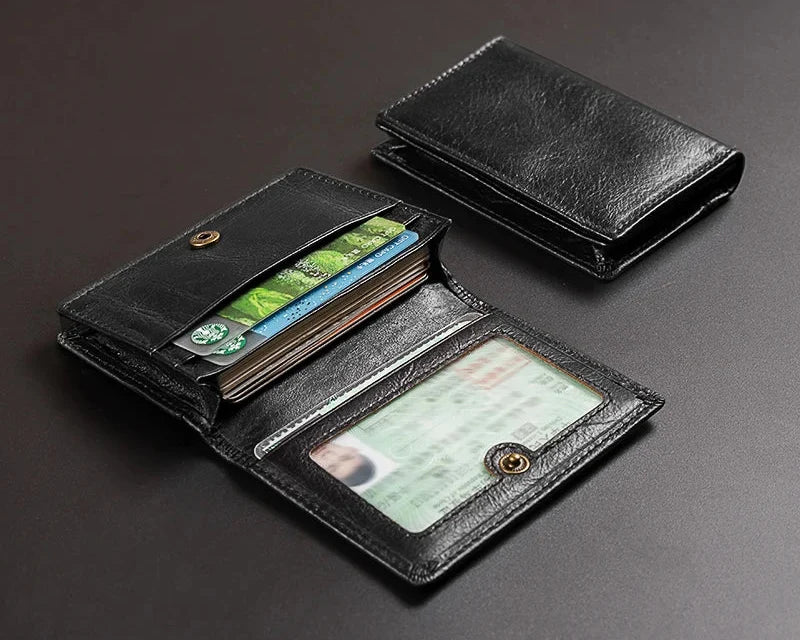 Cowhide Leather Card Holder with RFID Protection - High Capacity