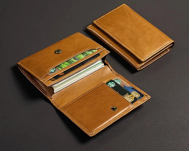 Cowhide Leather Card Holder with RFID Protection - High Capacity
