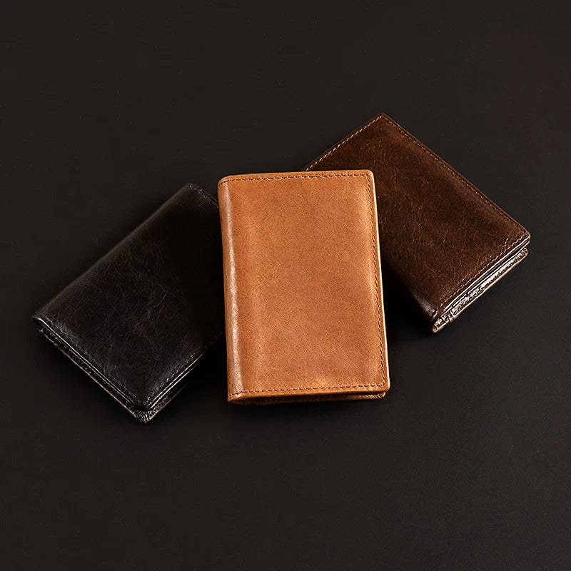 Cowhide Leather Card Holder with RFID Protection - High Capacity