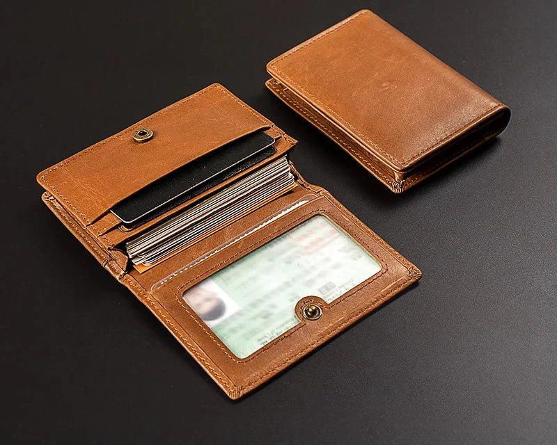 Cowhide Leather Card Holder with RFID Protection - High Capacity