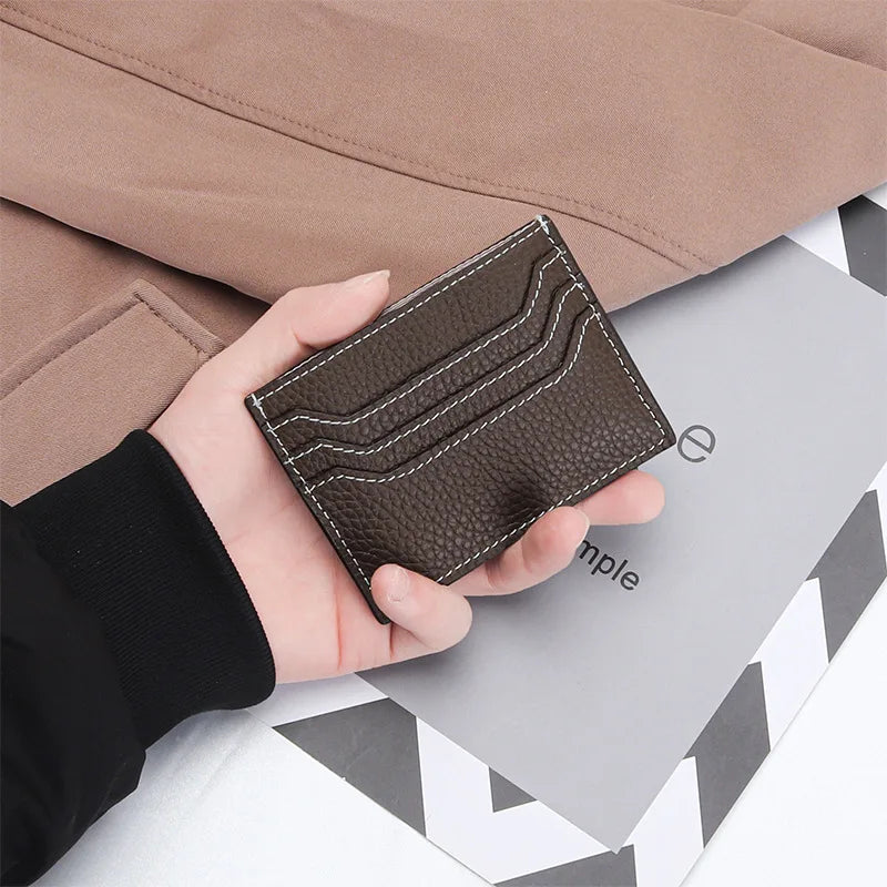 Genuine Leather Card Holder with Zipper - Sleek Unisex Style