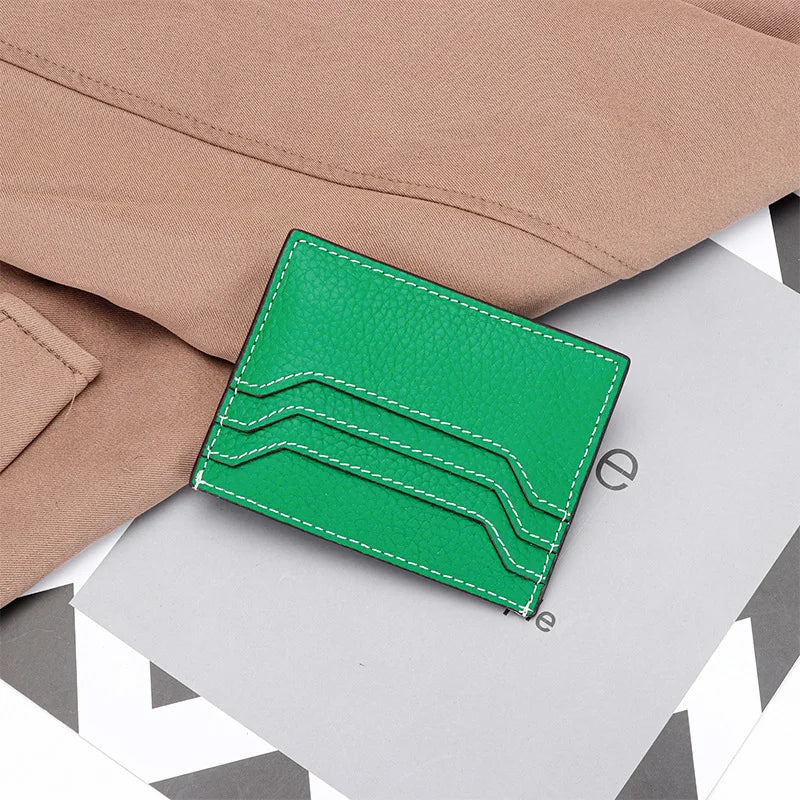 Genuine Leather Card Holder with Zipper - Sleek Unisex Style