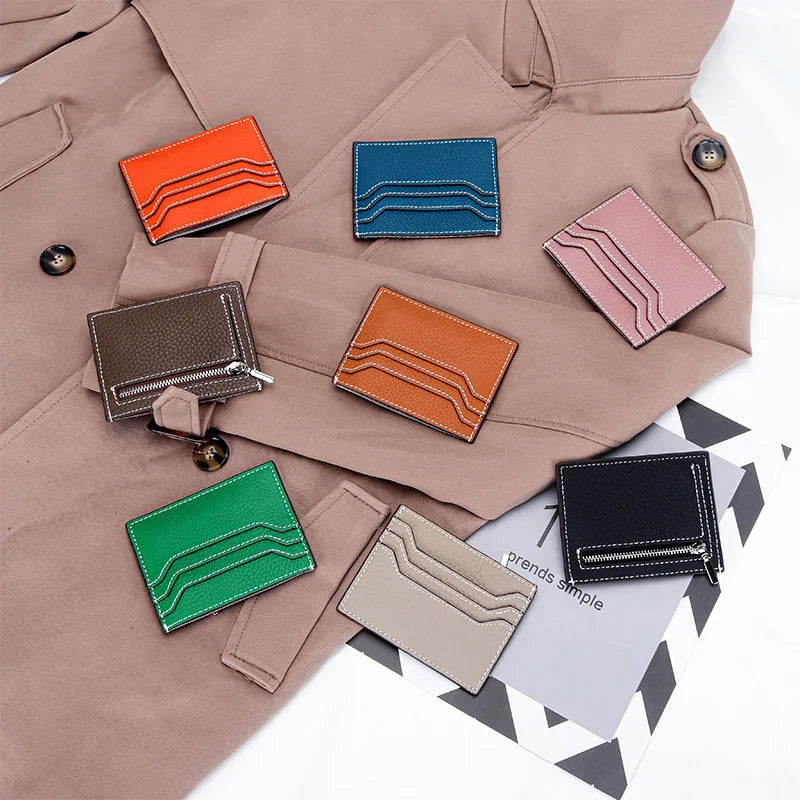 Genuine Leather Card Holder with Zipper - Sleek Unisex Style