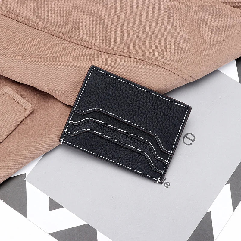 Genuine Leather Card Holder with Zipper - Sleek Unisex Style