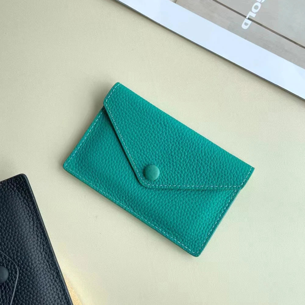 Genuine Cowhide Leather Envelope Card Holder - Minimalist Elegance