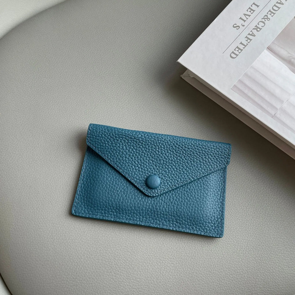 Genuine Cowhide Leather Envelope Card Holder - Minimalist Elegance