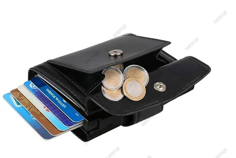 Luxury Leather and Carbon Fiber Card Holder with RFID Protection Image