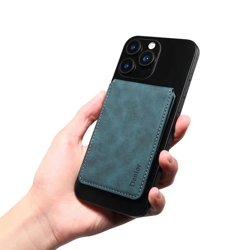 Bifold Magnetic Card Holder in PU Leather with RFID Protection for Smartphone