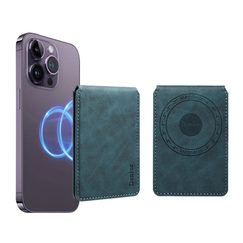 Bifold Magnetic Card Holder in PU Leather with RFID Protection for Smartphone