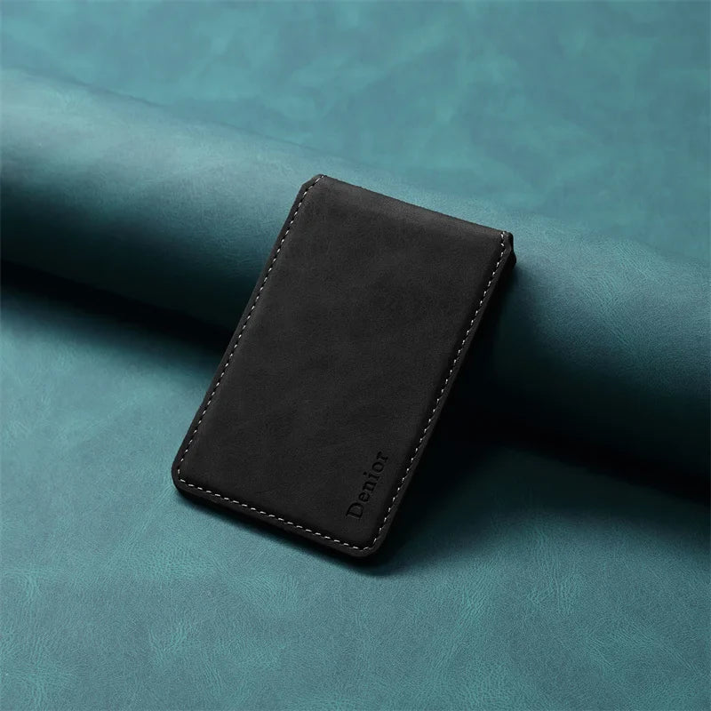 Bifold Magnetic Card Holder in PU Leather with RFID Protection for Smartphone
