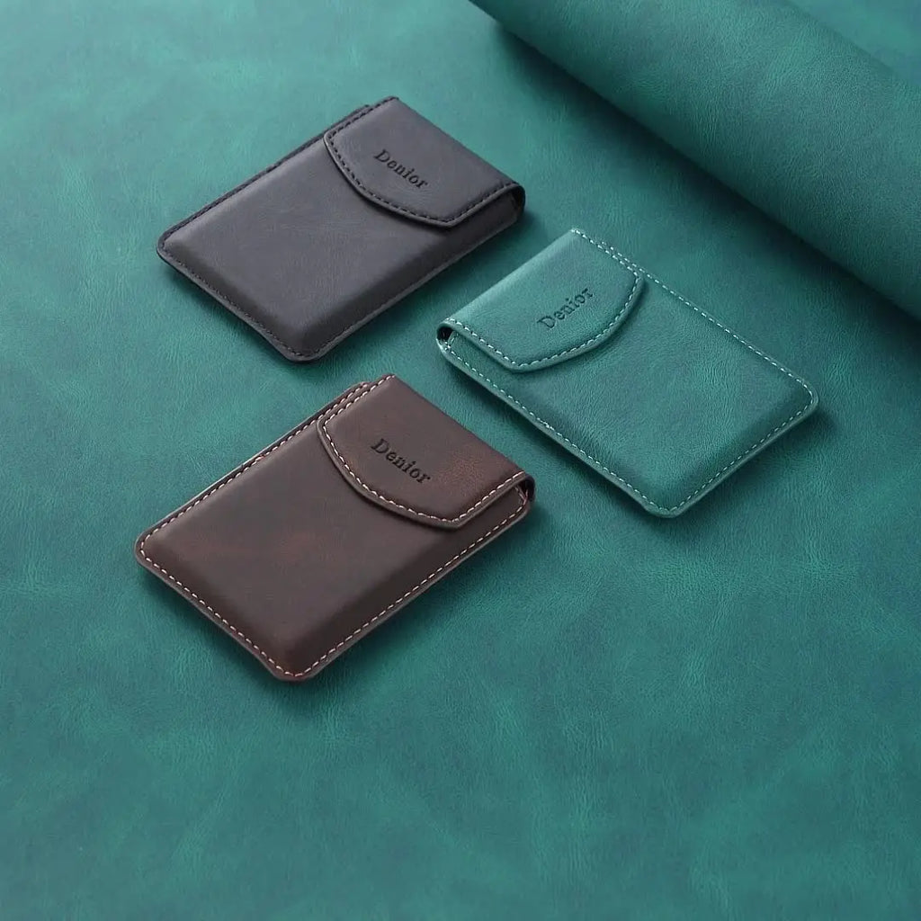 Ultra-Slim Magnetic Card Holder in Synthetic Leather with Magnetic Closure