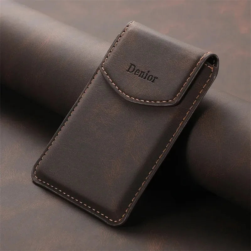 Ultra-Slim Magnetic Card Holder in Synthetic Leather with Magnetic Closure