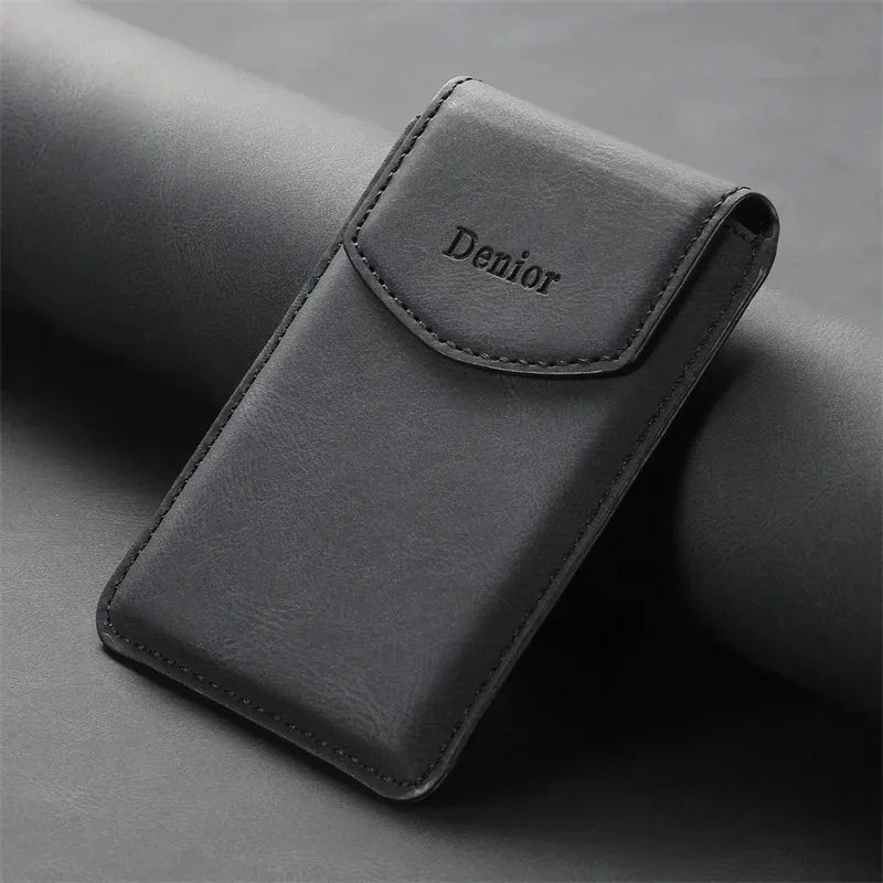 Ultra-Slim Magnetic Card Holder in Synthetic Leather with Magnetic Closure