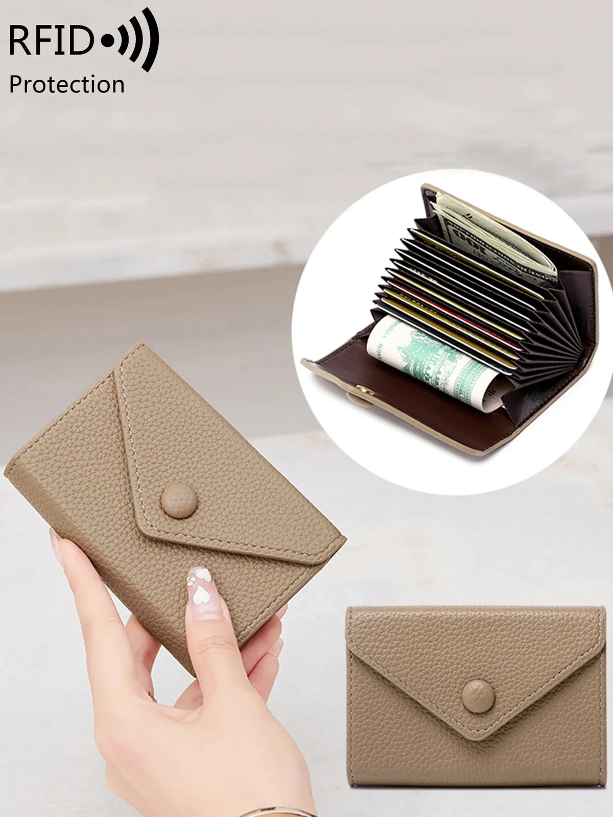 RFID Anti-Theft Leather Card Holder for Women Image