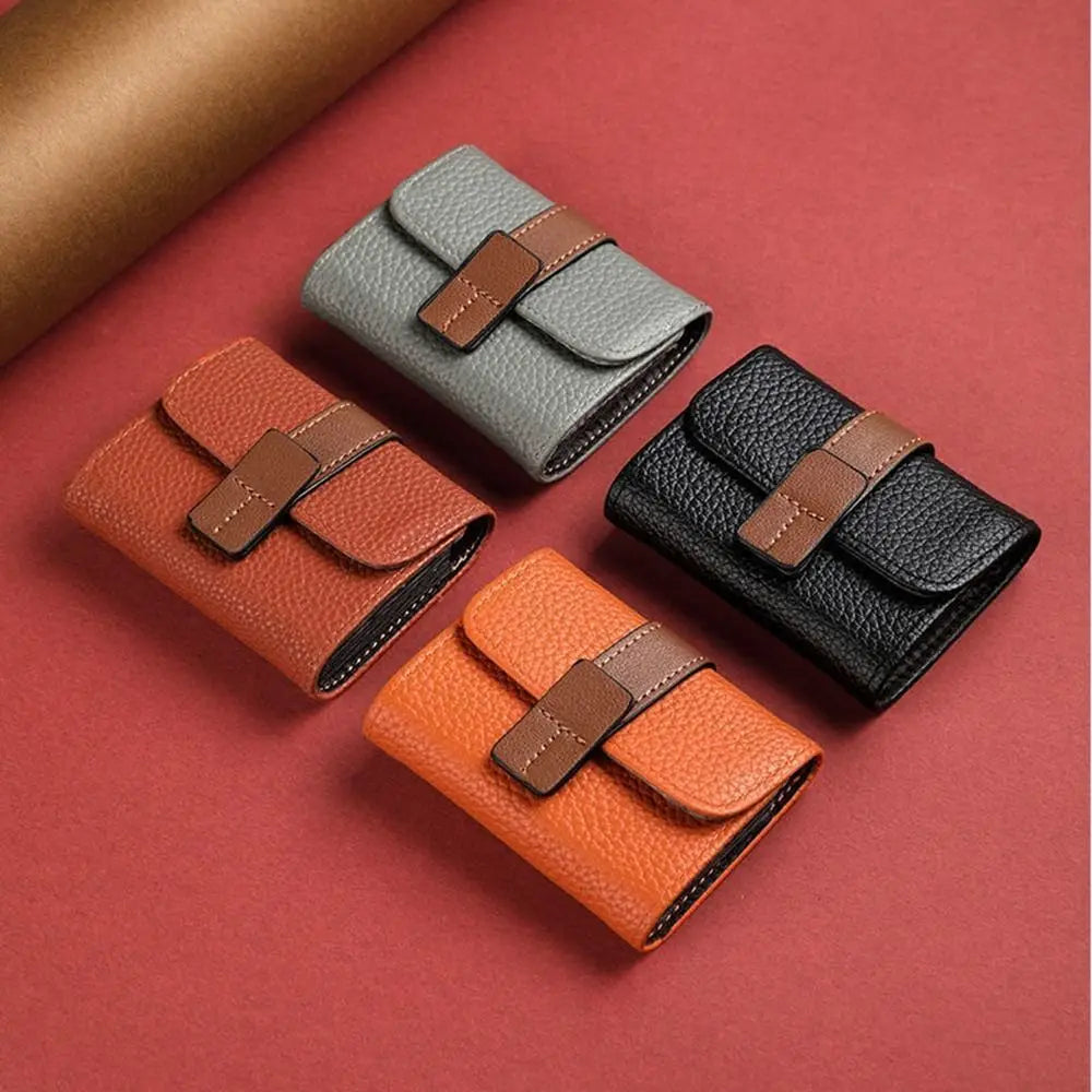 Accordion Card Holder in Faux Leather with Multiple Compartments and Snap Closure