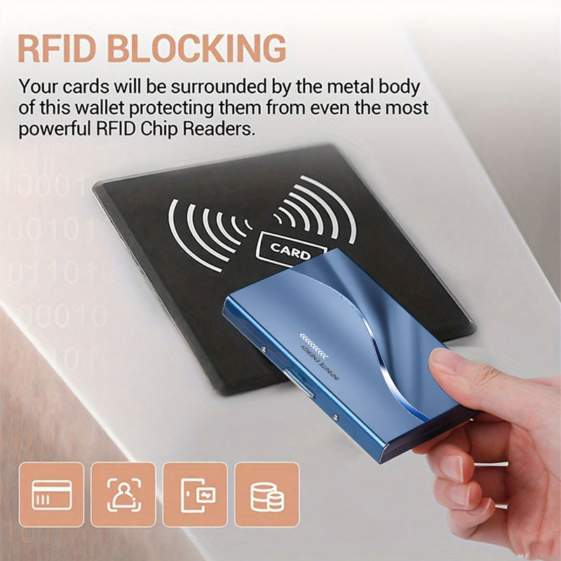 Stainless Steel Card Holder with Six Separate Compartments
