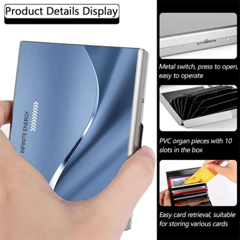 Stainless Steel Card Holder with Six Separate Compartments