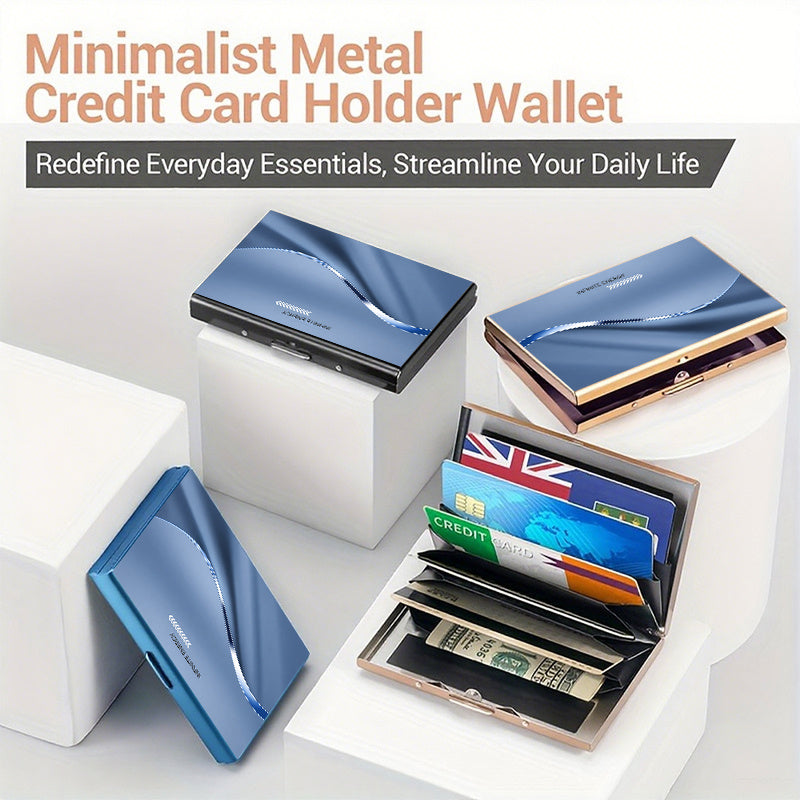 Stainless Steel Card Holder with Six Separate Compartments