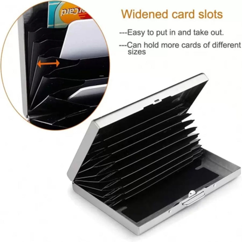 Stainless Steel Card Holder with Six Separate Compartments