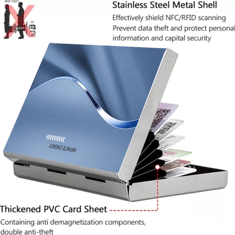 Stainless Steel Card Holder with Six Separate Compartments