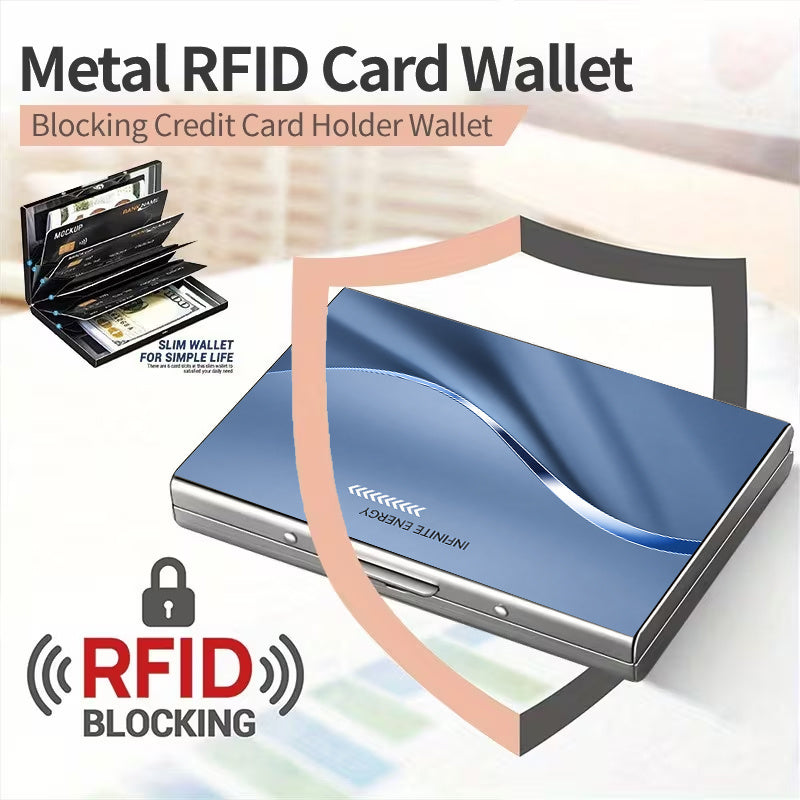 Stainless Steel Card Holder with Six Separate Compartments