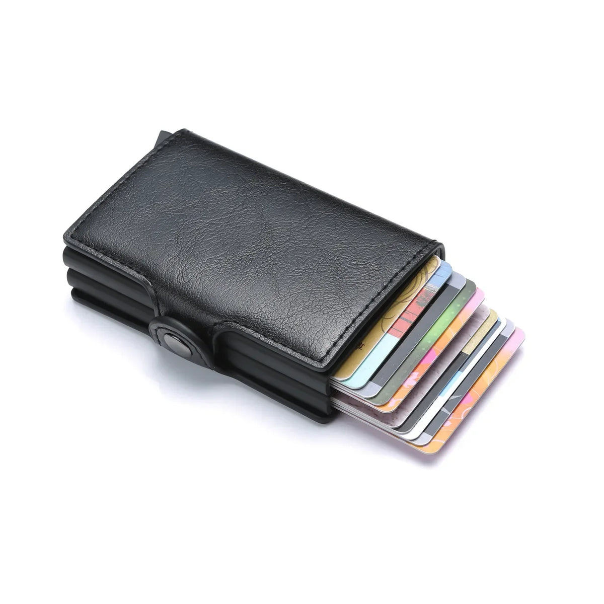 Slim Aluminum and PU Leather Carbon Fiber Effect Card Holder with Capacity for 14 Cards Image